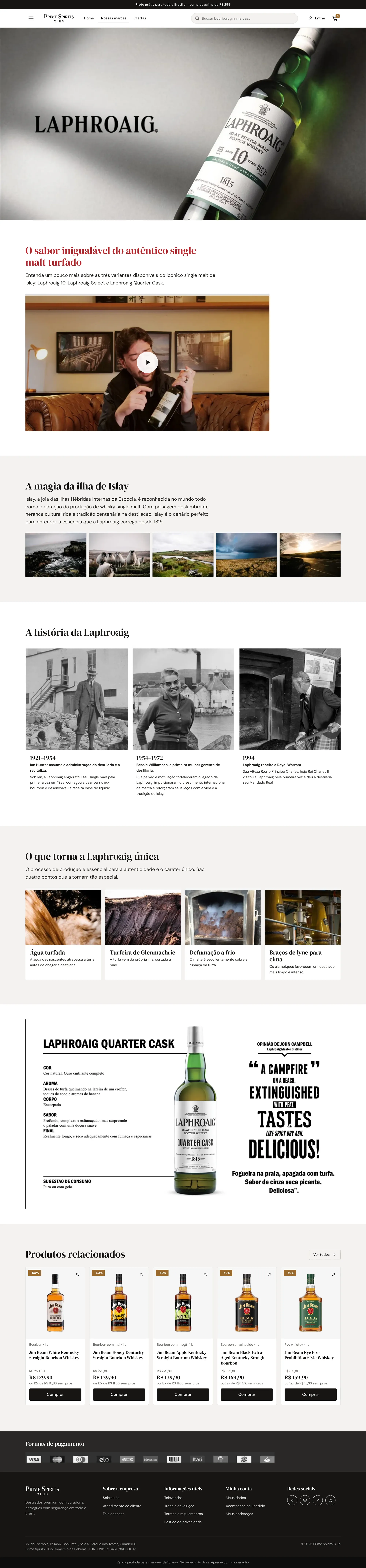 Página da marca Laphroaig inteira