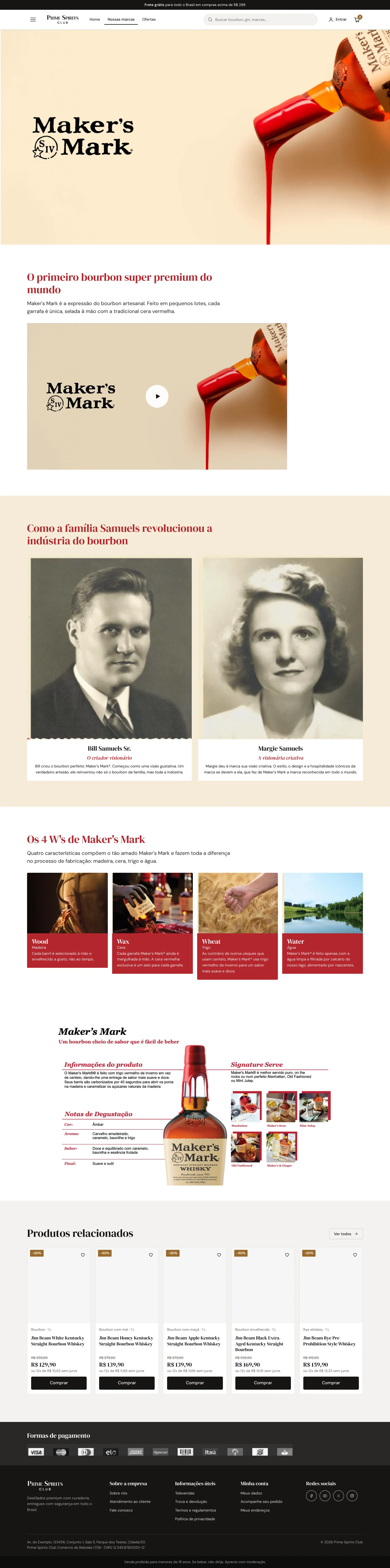 Página da marca Maker's Mark inteira