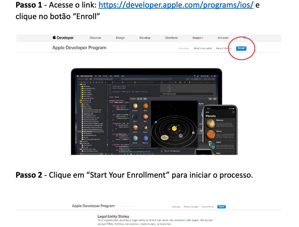 Página do Apple Developer Program com botão de inscrição