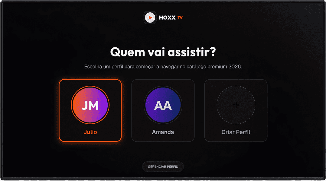 Hoxx TV na TV, tela informação que acompanha a pessoa
