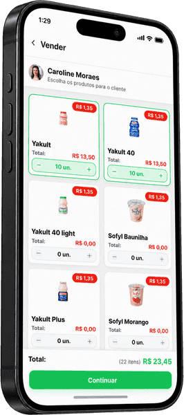 Yakult, tela da visita ao pedido