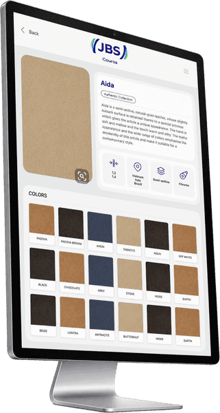 JBS Couros, tela o produto em primeiro plano