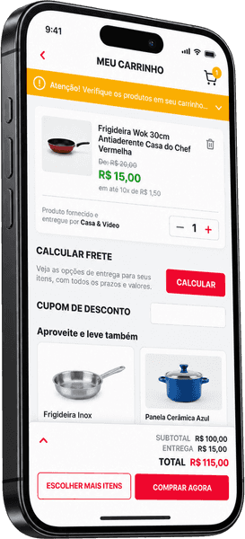 Casa & Vídeo, tela da escolha ao pedido