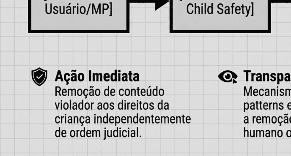 Slide sobre ação imediata em moderação de conteúdo e proteção de crianças e adolescentes