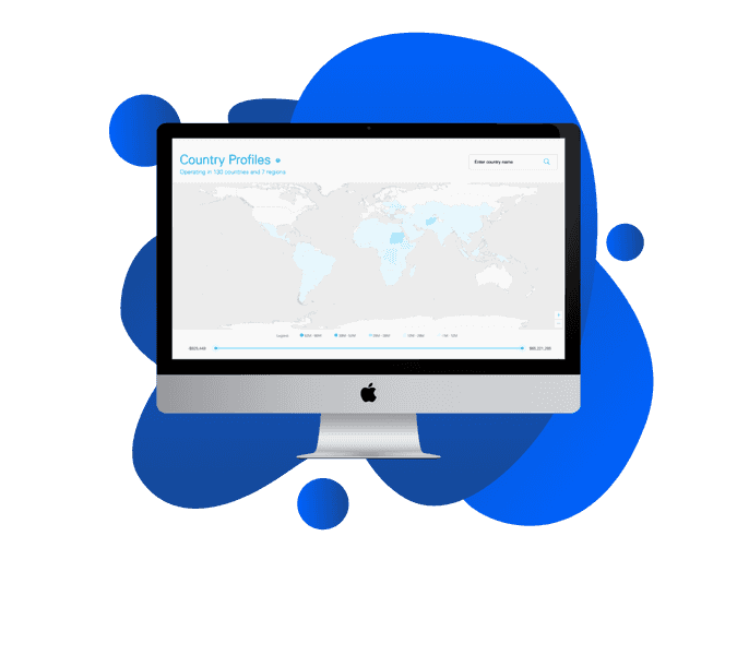 Mockup em iMac com dashboard de governança e compliance da UNICEF