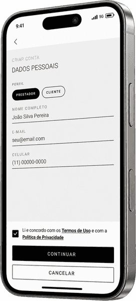 Etherna, tela cadastro sem complicação