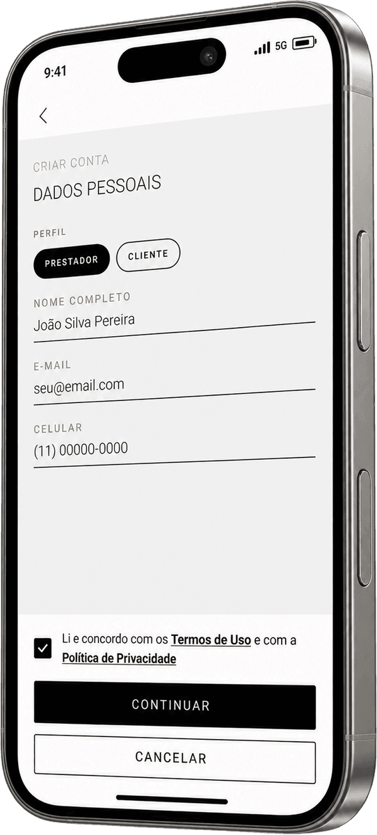 Etherna, tela cadastro sem complicação