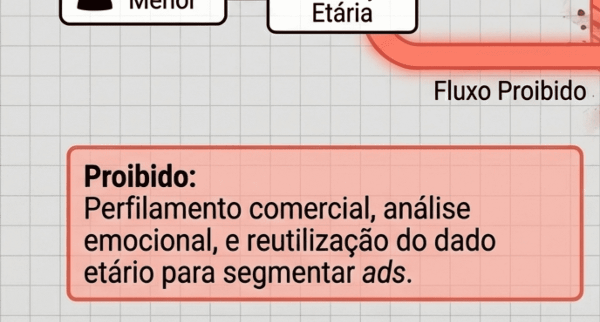 Slide destacando a proibição de perfilamento comercial e reutilização de dado etário para publicidade