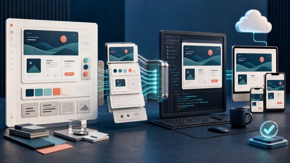 Fluxo de handoff do Claude Design para um agente ou equipe técnica até a publicação do produto